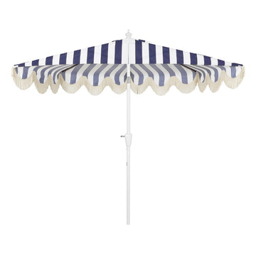 Beverly 9 ft. Designer Classic Scalloped Fringe Half Market Patio Umbrella
